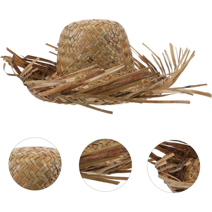 Tropikal Parti Naturel Hasır Hawaii Şapkası 13x36 Cm