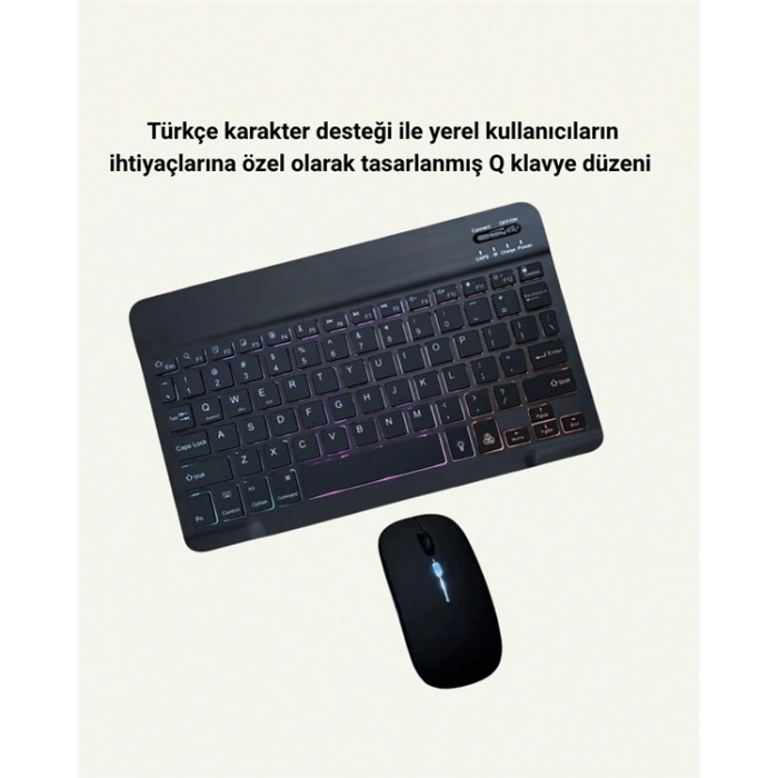 Tüm Cihazlarla Uyumlu Rgb Işıklı Kablosuz Klavye Ve Mouse Seti