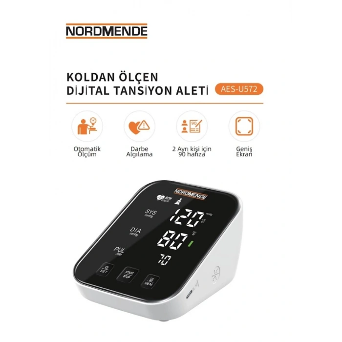 Türkçe Konuşan Şarjlı Dijital Tansiyon Aleti | Büyük Lcd Ekran, Otomatik Kol Tipi, Hafızalı