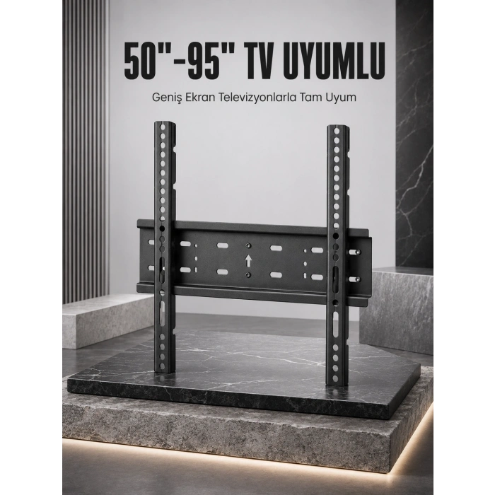 Tv Duvar Askı Aparatı 50-95 İnç Uyumlu Güvenli Sabit Montaj