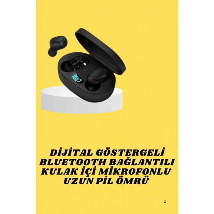 Tws Bluetooth Kulaklık Kulak İçi Kablosuz Dijital Göstergeli Çağrı Cevaplayabilen