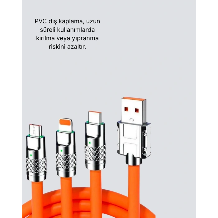 Üçlü Şarj Kablosu – Yüksek Hızlı, Dayanıklı Ve Uzun Ömürlü