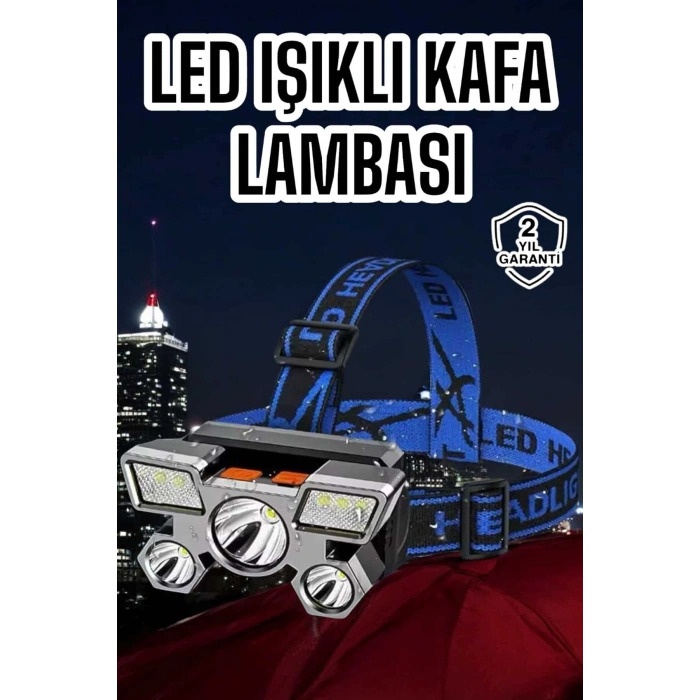 Ultra Güçlü Led Işık Şarjlı Kafa Lambası Balıkçı Lambası Kafa Feneri