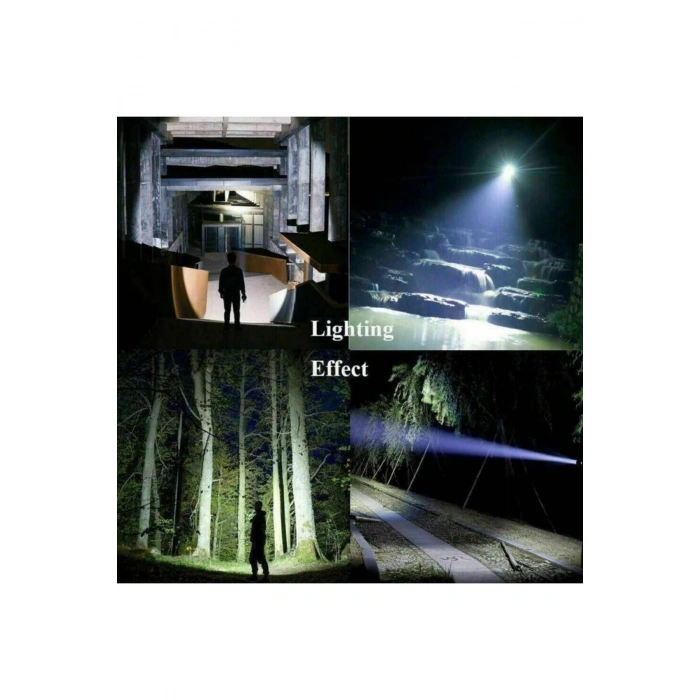 Ultra Parlak El Feneri Usb Şarj 4 Led+yan Cob Led Taktik Günlük Hayat Kamp Avcılık El Feneri