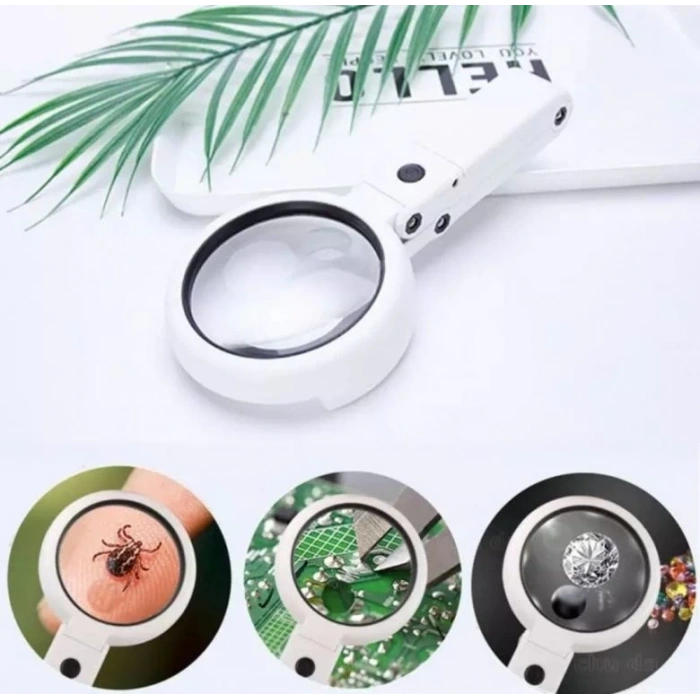 Usb Şarj Edilebilir Katlanabilir 3.510x Büyüteç 8 Ledli Masa Ve Eliçin  Taşınabilir Büyüteç Fs90rc
