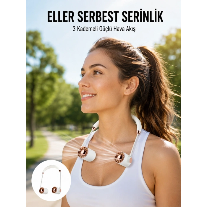 Usb Şarjlı Boyun Fanı | Hafif, Katlanabilir, Taşınabilir, Düşük Gürültülü Fan Yeni Nesil