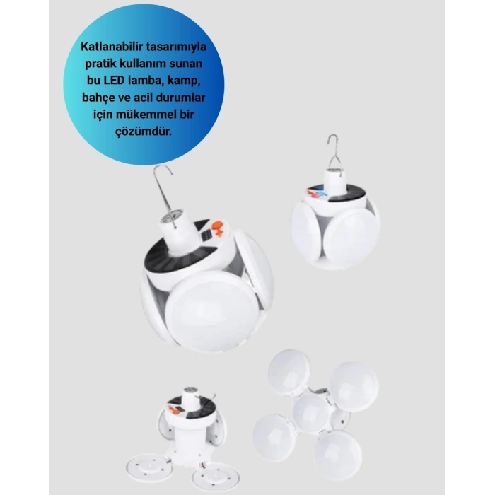 Usb Ve Solar Şarjlı Katlanabilir 5 Taraflı Led Lamba