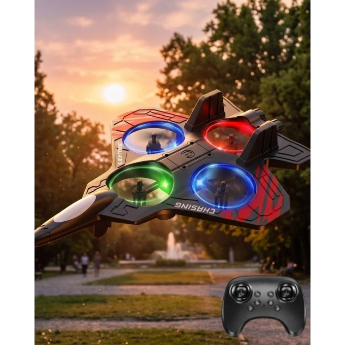 Uzaktan Kumandalı Drone Uçak Led Işıklı 360 Derece Akrobatik Hareket Özellikli
