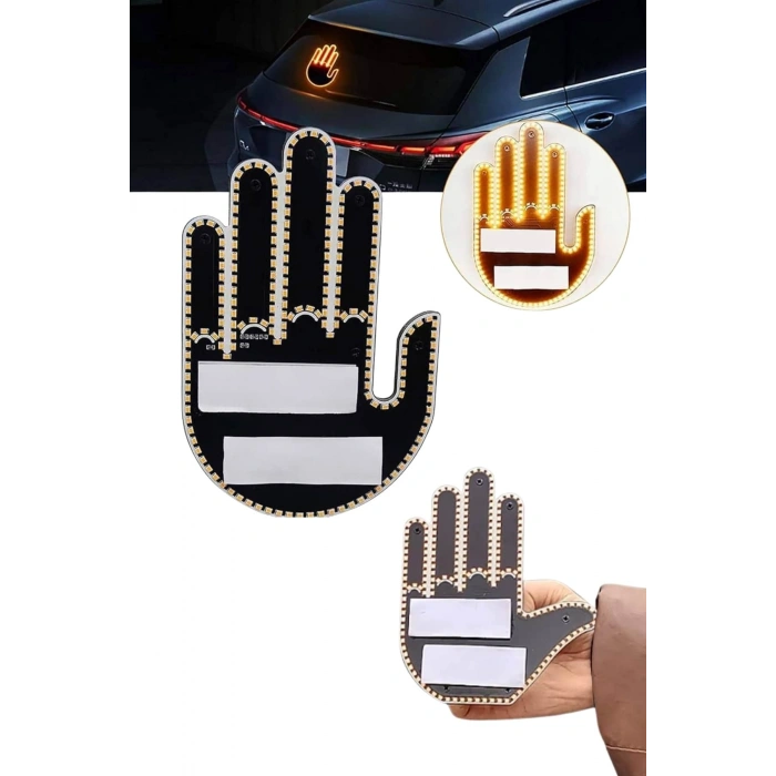 Uzaktan Kumandalı El Orta Parmak Led Araç Camına Özel