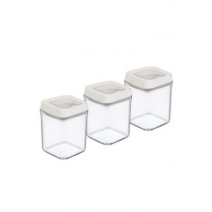 Vakumlu Erzak Kavanozu Kare 3Lü Setoky234 (599)