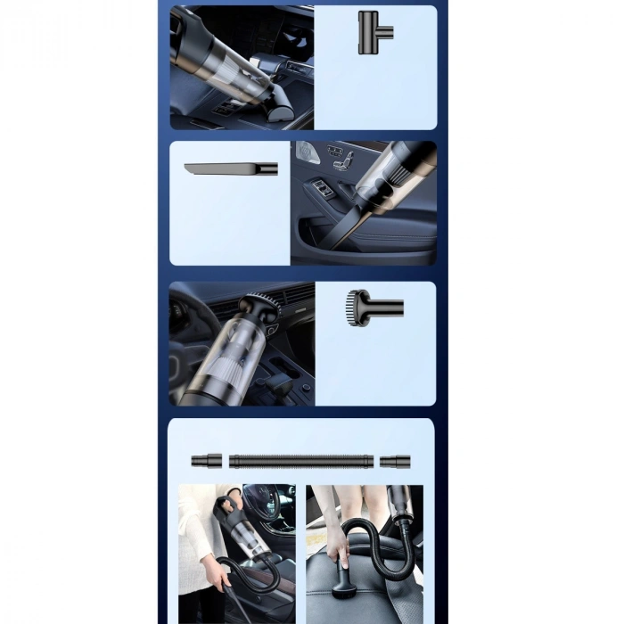 Vc006 50w 4000 Mah Bataryalı Kablosuz Çok Fonksiyonlu Araç Süpürge - Siyah