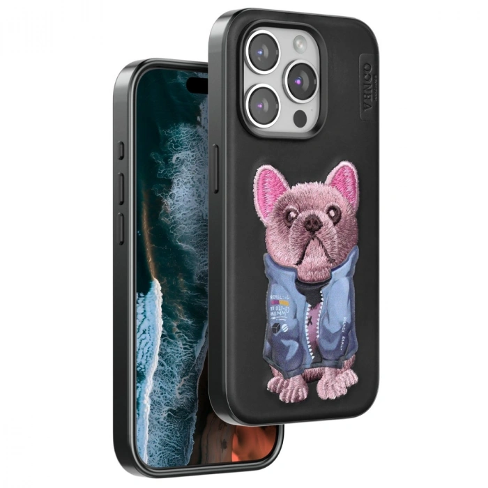 Venco Apple İphone 15 Pro Cute Desenli Kapak - Siyah