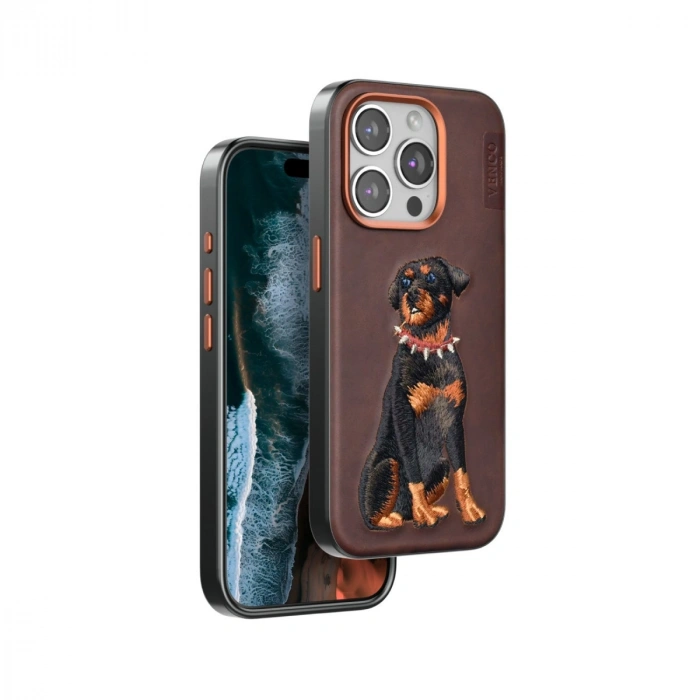 Venco Apple İphone 15 Pro Perma Desenli Kapak - Koyu Kahve