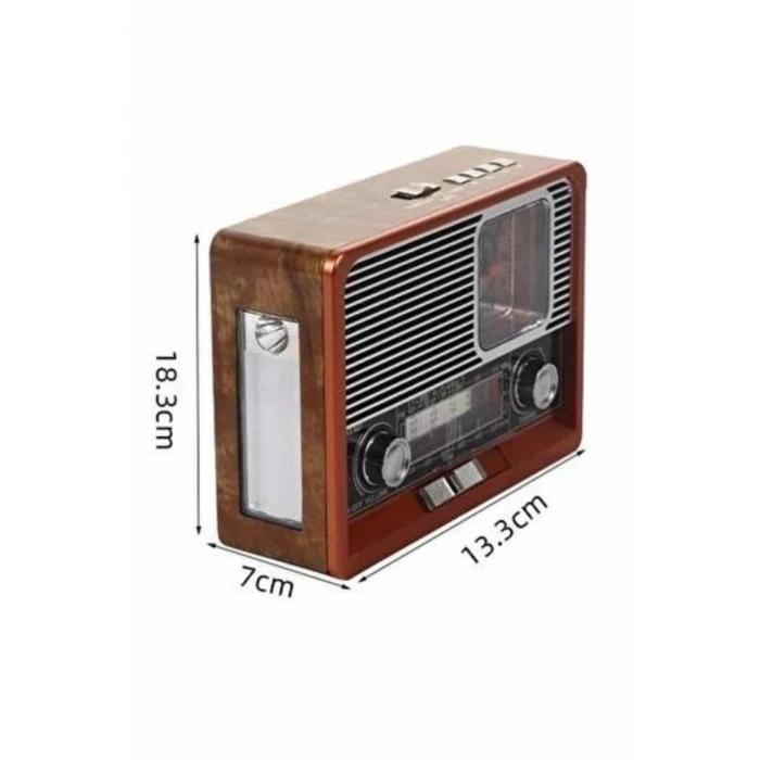 Vintage Nostaljik Radyo Aux Usb Sd Kart Girişli Şarjlı Bluetooth Bağlantılı