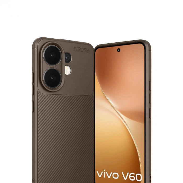 Vivo V60 5g Auto Focus Karbon Kapak - Kahverengi