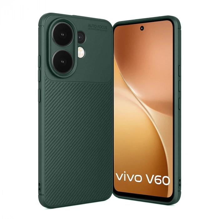 Vivo V60 5g Auto Focus Karbon Kapak - Koyu Yeşil