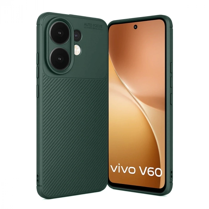 Vivo V60 5g Auto Focus Karbon Kapak - Koyu Yeşil