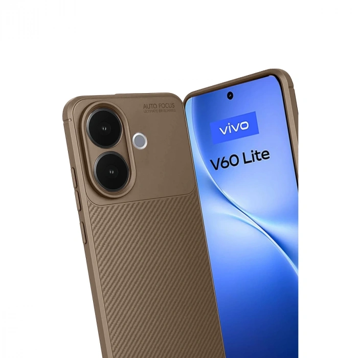 Vivo V60 Lite Auto Focus Karbon Kapak - Kahverengi