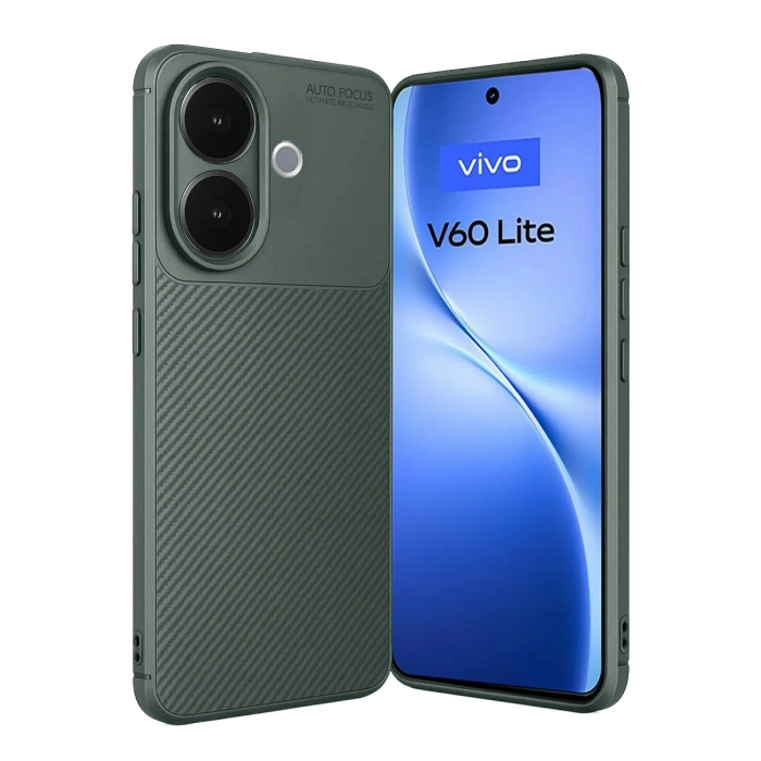Vivo V60 Lite Auto Focus Karbon Kapak - Koyu Yeşil