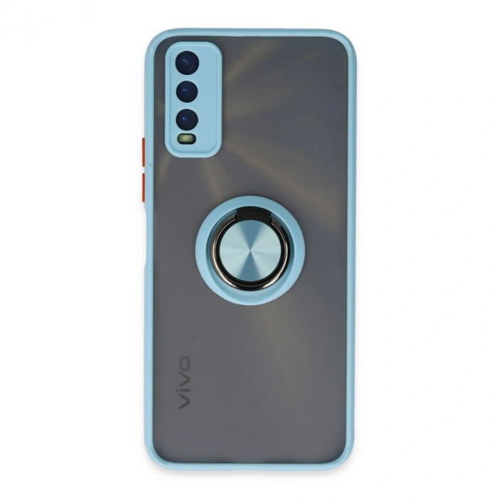 Vivo Y11s Kılıf Montreal Yüzüklü Silikon Kapak - Buz Mavi