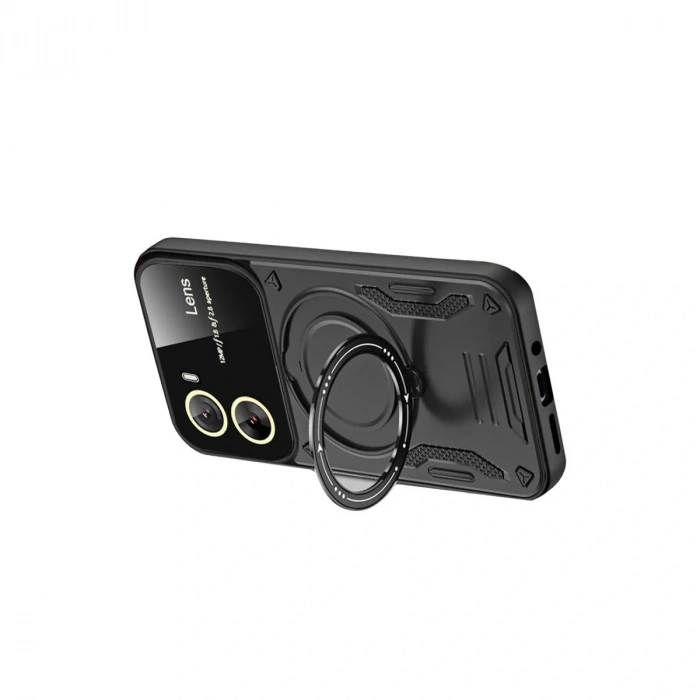 Vivo Y16 Kılıf Joy Lens Standlı Kapak - Siyah