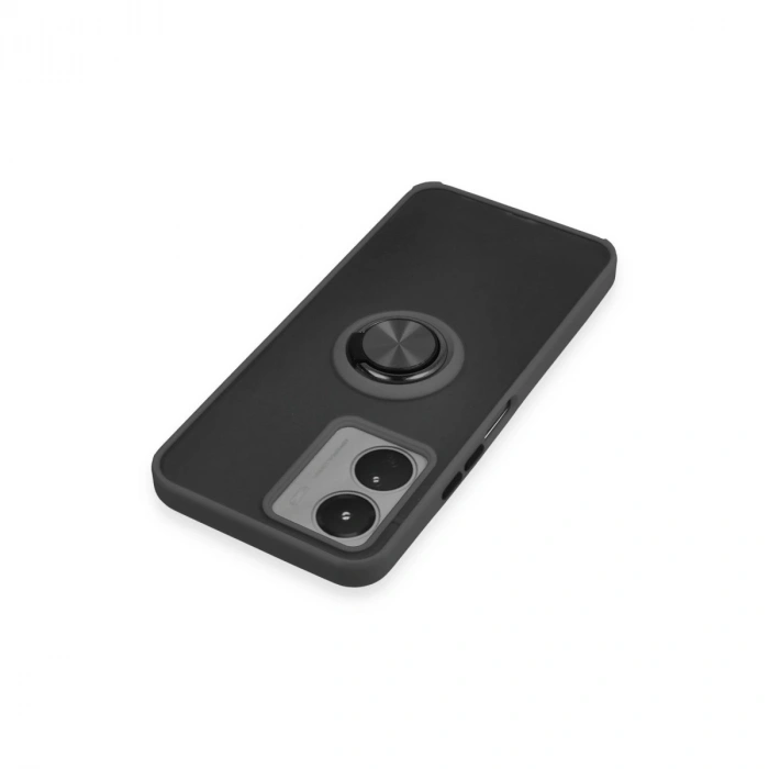 Vivo Y16 Kılıf Montreal Yüzüklü Silikon Kapak - Siyah