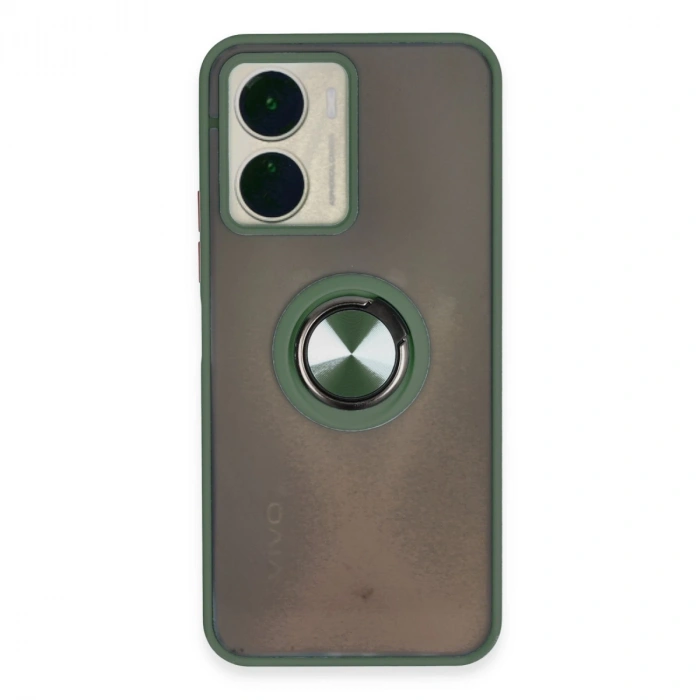 Vivo Y16 Kılıf Montreal Yüzüklü Silikon Kapak - Yeşil