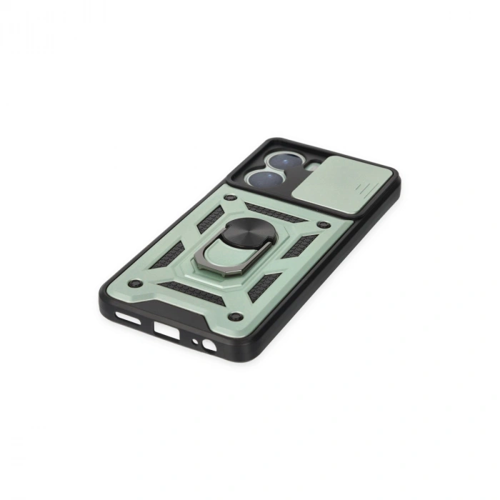 Vivo Y16 Kılıf Pars Lens Yüzüklü Silikon - Yeşil