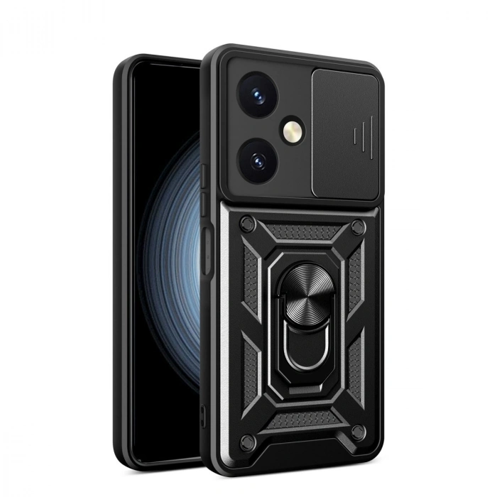Vivo Y27 Kılıf Pars Lens Yüzüklü Silikon - Siyah