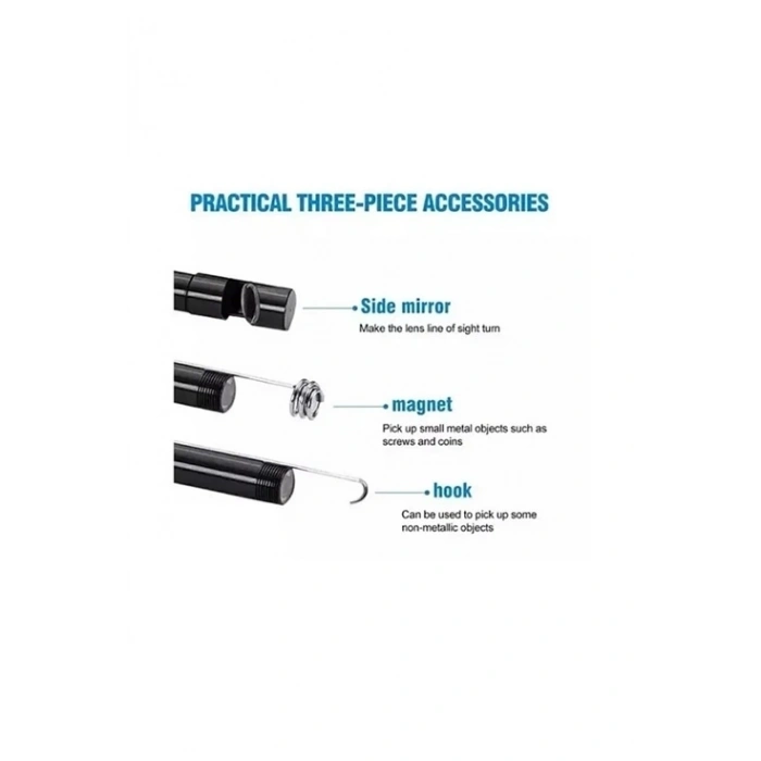 Vtn-02 Endoskop Yılan Video Kamera Led’li 2 Metre 7 Mm Sert Kablo Su Geçirmez