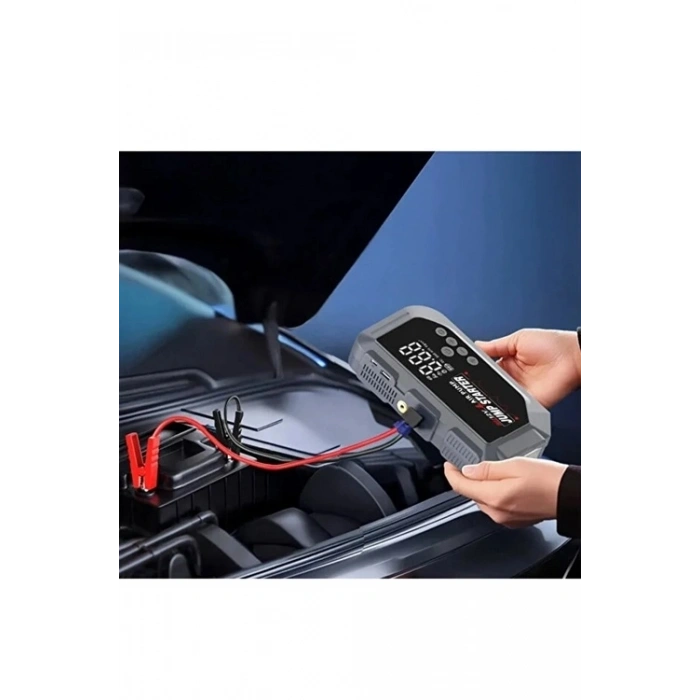 Vtn-605 Şarjlı 12.000 Mah Taşınabilir Çantalı Araç Akü Şarj Takviyeli Işıklı Hava Kompresörü