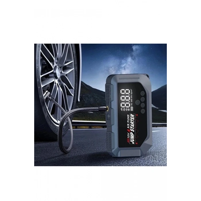 Vtn-605 Şarjlı 12.000 Mah Taşınabilir Çantalı Araç Akü Şarj Takviyeli Işıklı Hava Kompresörü