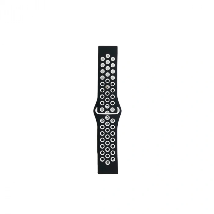 Watch 20mm Spor Delikli Kordon - Siyah-beyaz