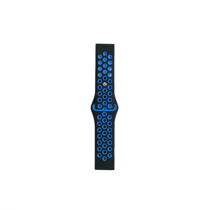 Watch 20mm Spor Delikli Kordon - Siyah-mavi