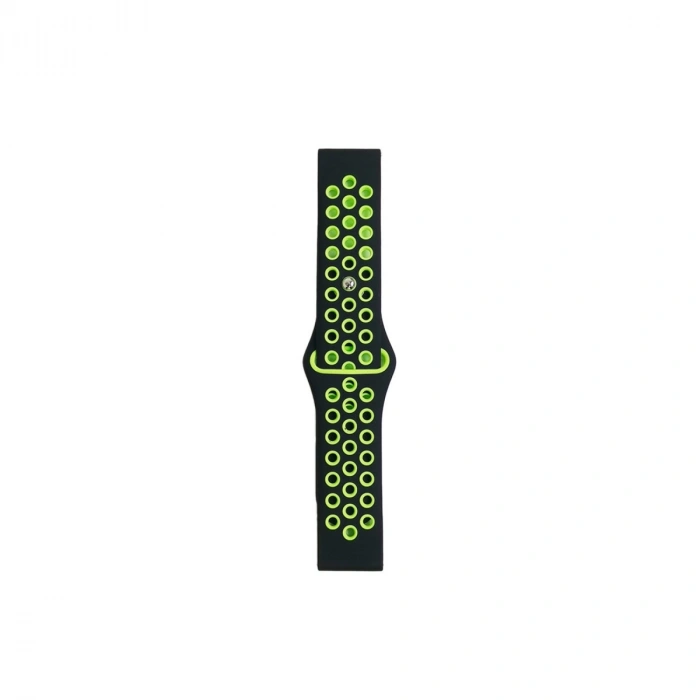 Watch 20mm Spor Delikli Kordon - Siyah-yeşil