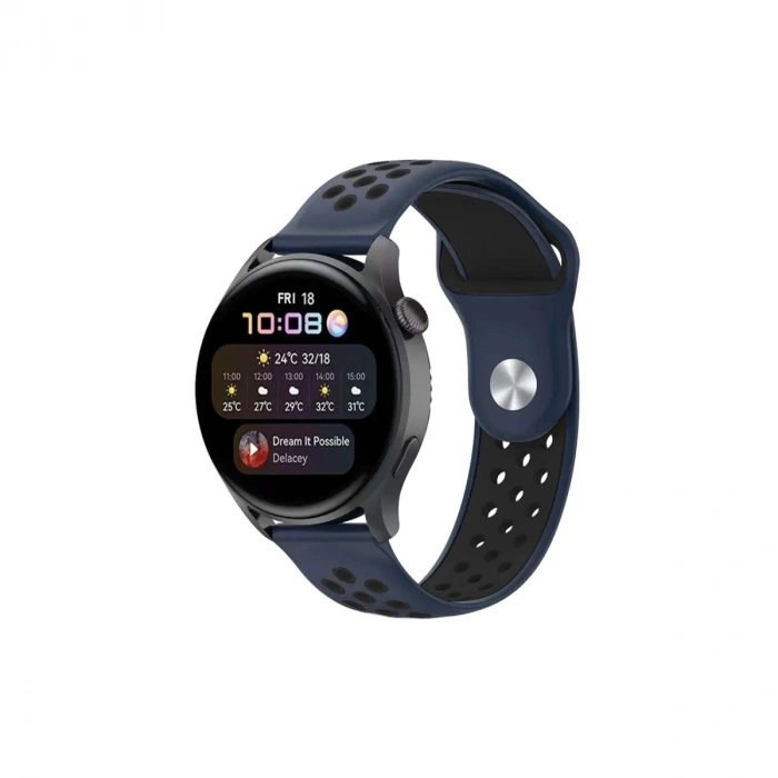 Watch 22mm Spor Delikli Kordon (saat Değildir) - Lacivert-siyah