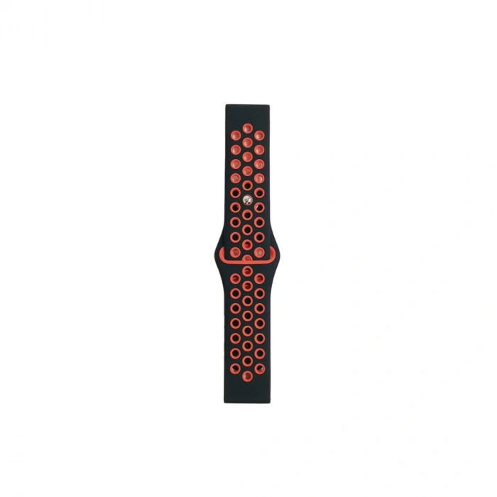 Watch 22mm Spor Delikli Kordon - Siyah-kırmızı