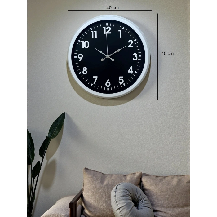 White Pure Contrast 40 Cm Metal Duvar Saati