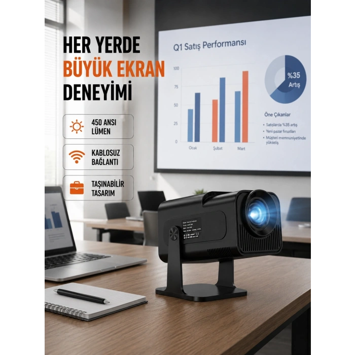 Wifi6 Ve Bluetooth 5.4 Destekli Led Projektör - Hcs350pro Yeni Nesil