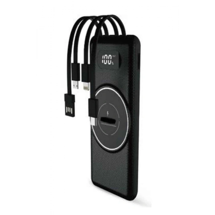 Wireless Powerbank 10000 Mah Led Ekranlı Dahili Kablolu Hızlı Şarj