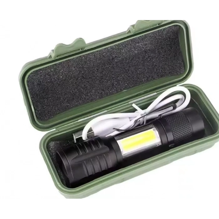 Wison Ws-5454 Taktik El Feneri Usb Şarj Edilebilir Kamp Feneri Cob Zumlanabilir Mini Taşınabilir El Feneri