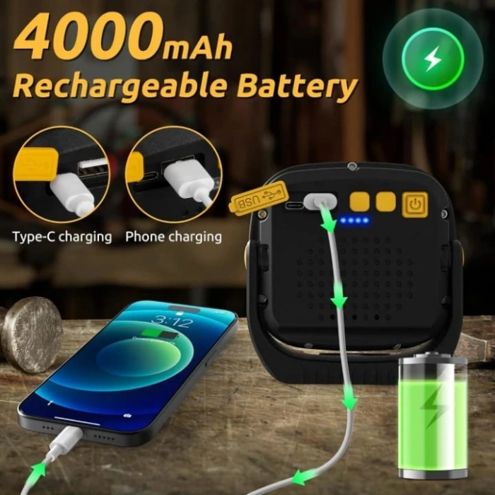 Wison Ws-582 Powerbank Özellikli Tripod Bağlantılı Mıknatıslı 3500 Lümen Usb Şarjlı Çalışma Feneri