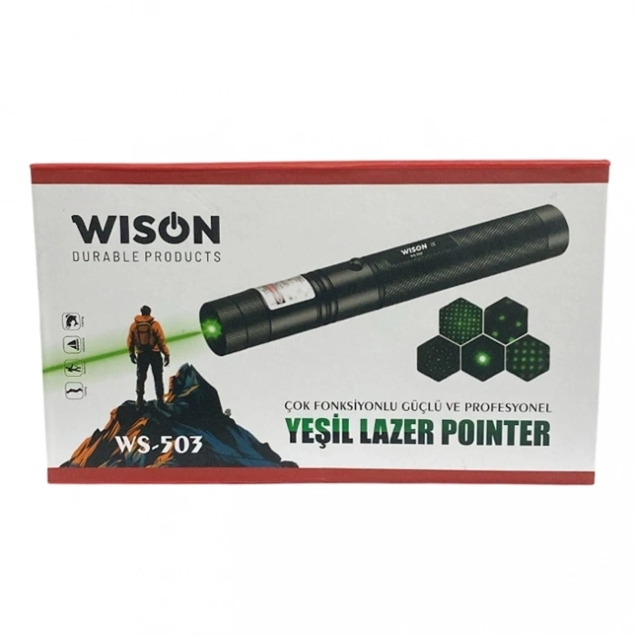 Ws-503 100mw Desen Başlıklı Şarjlı Yeşil Lazer Pointer
