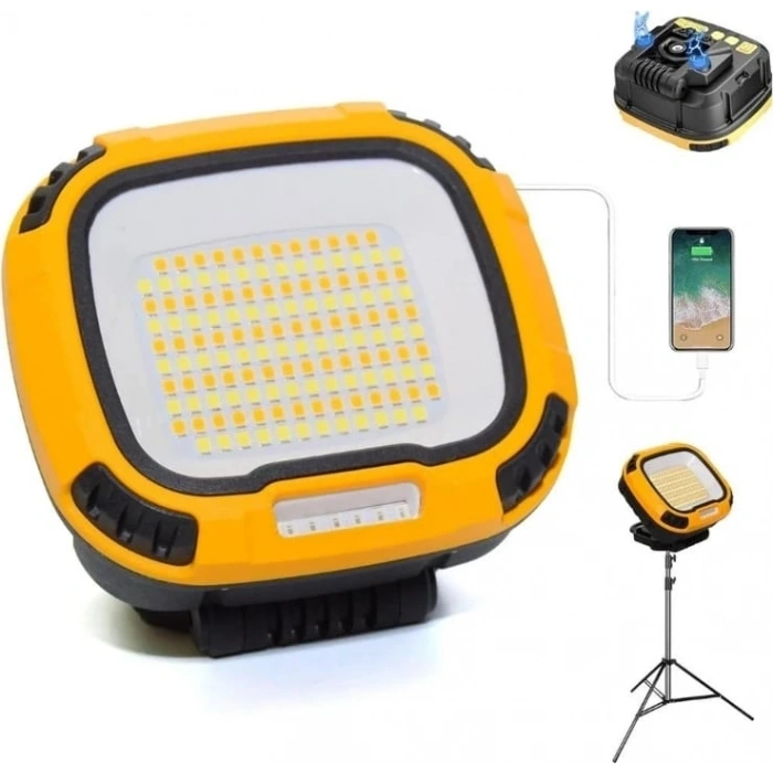Ws-582 Powerbank Özellikli Tripod Bağlantılı Mıknatıslı 3500 Lümen Usb Şarjlı Çalışma Feneri