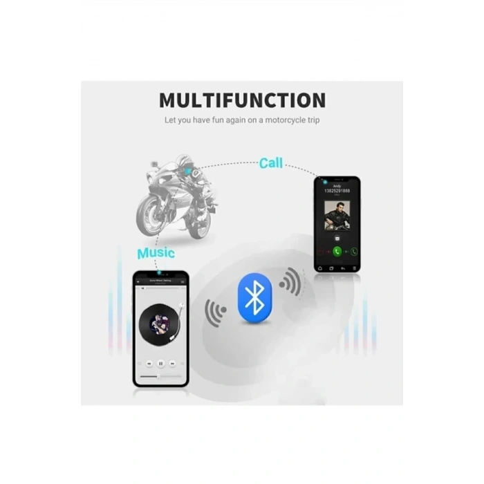 X63 Motosiklet Kask Kulaklık Intercom Işıklı Motorsiklet Interkom 5.3