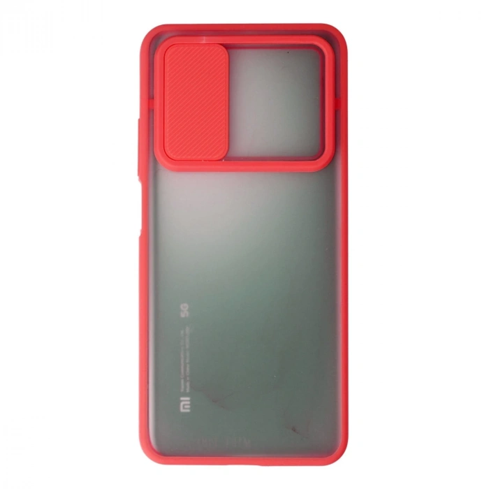 Xiaomi Mi 10t Kılıf Palm Buzlu Kamera Sürgülü Silikon - Kırmızı