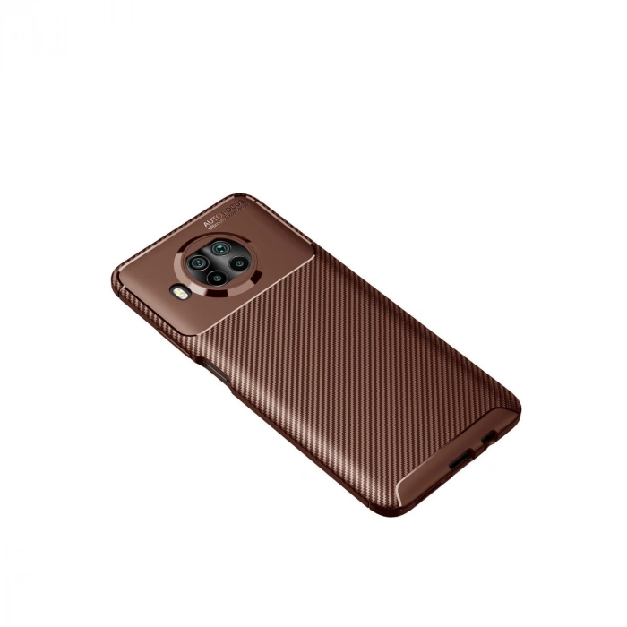 Xiaomi Mi 10t Lite Kılıf Auto Focus Karbon Kapak - Kahverengi