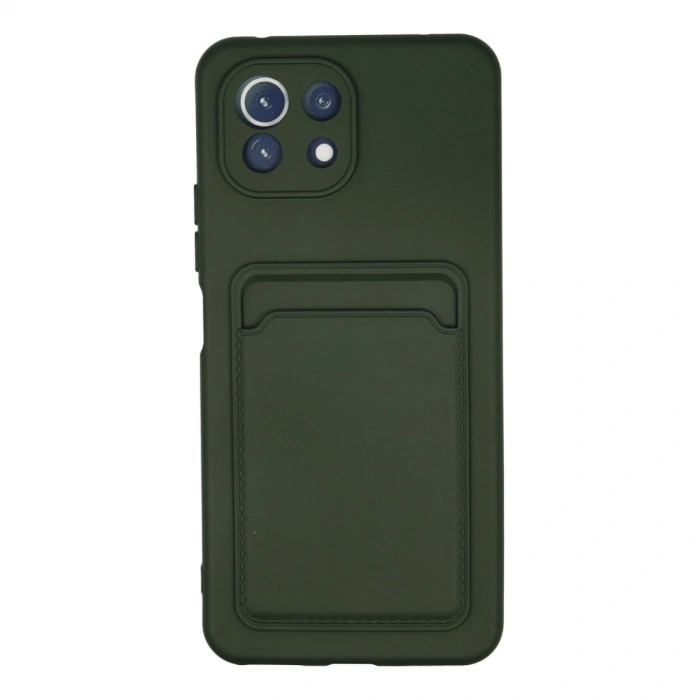 Xiaomi Mi 11 Kılıf Kelvin Kartvizitli Silikon - Koyu Yeşil