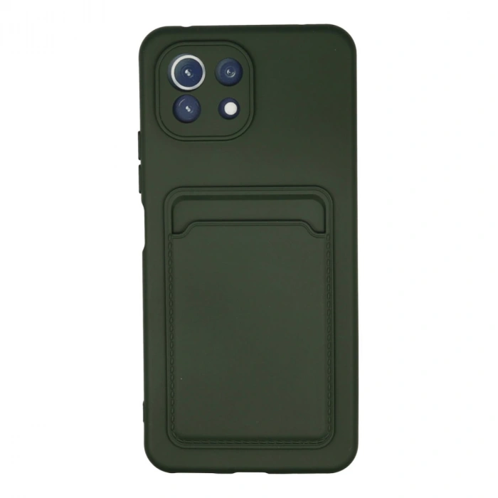 Xiaomi Mi 11 Kılıf Kelvin Kartvizitli Silikon - Koyu Yeşil