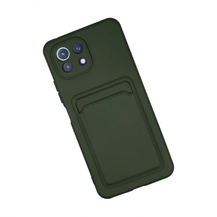 Xiaomi Mi 11 Kılıf Kelvin Kartvizitli Silikon - Koyu Yeşil